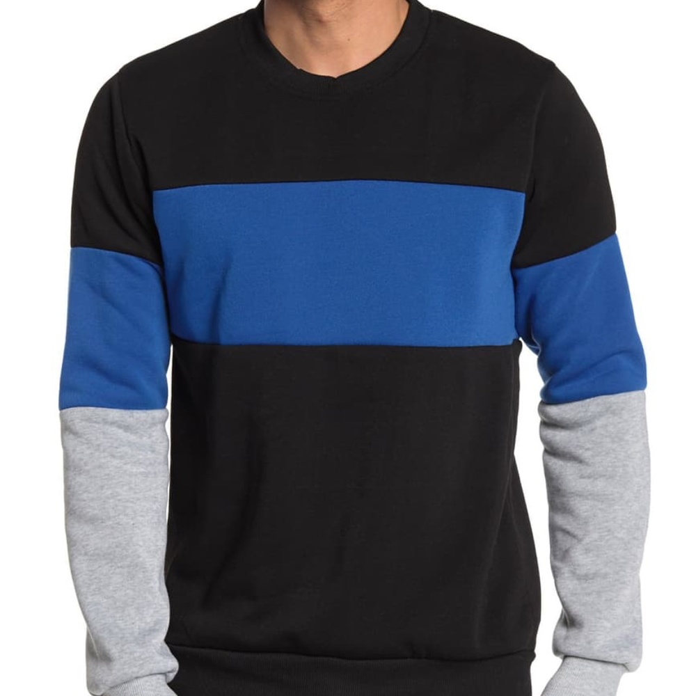 Pacific Blue Fleece Colorblock CrewNeck Sweatshirt